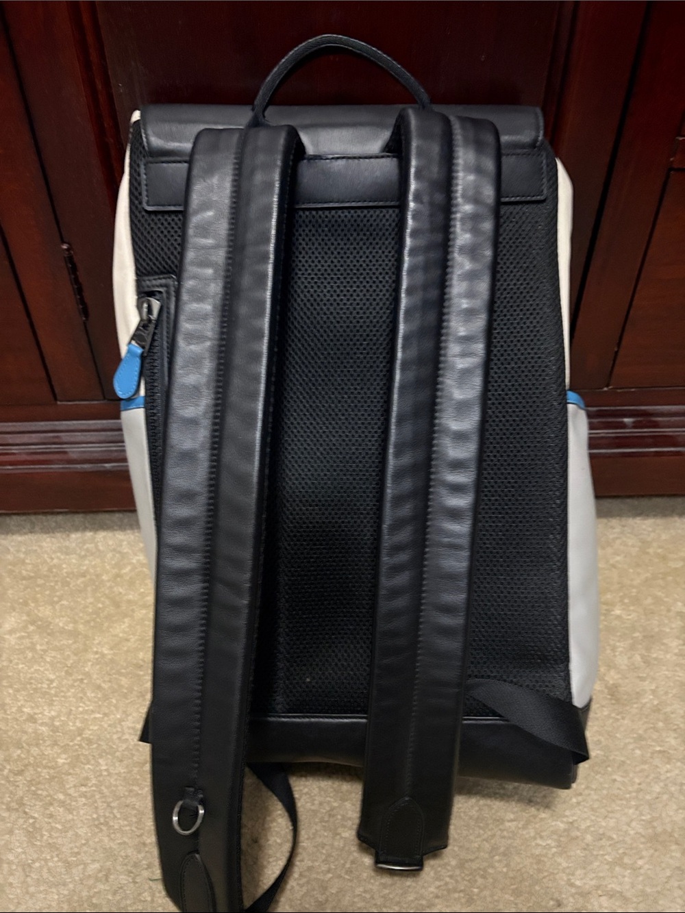 Coach Men’s Grey Backpack with Black Flap and Blue Trim - Picture 8 of 12